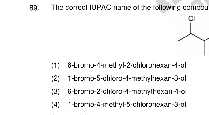 Question 89 as printed in the NEET 2022 booklet