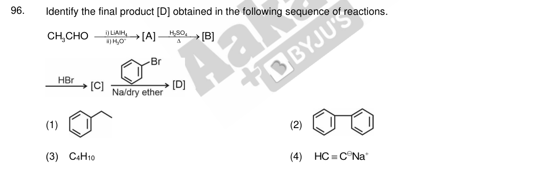 Question 96 as printed in the NEET 2023 booklet
